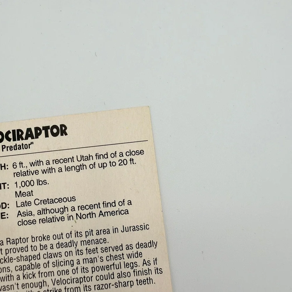 Kenner Jurassic Park Trading Card Unisex OS Red Good Raptor Escape #12 1993